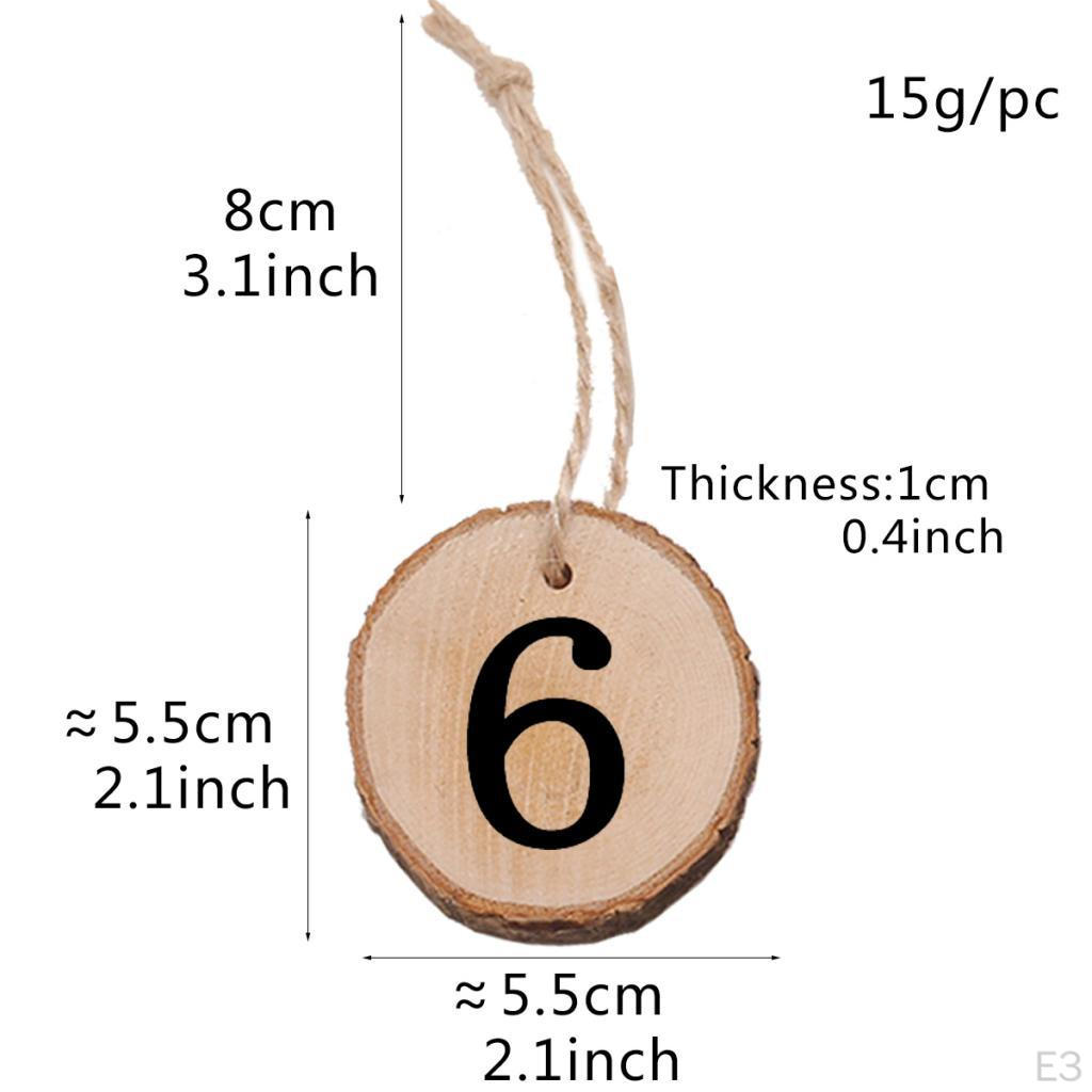 10 Pcs Numbers Wood Circle Hanging Pendant Slice For Wedding Party