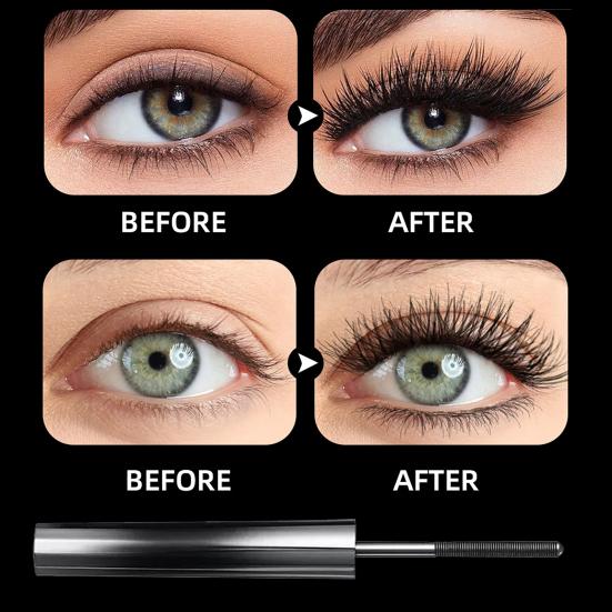3D Waterproof Curling Mascara Long Lasting No Flaking Smudge-Proof Washable Brush Head Thick Lashes Mascara