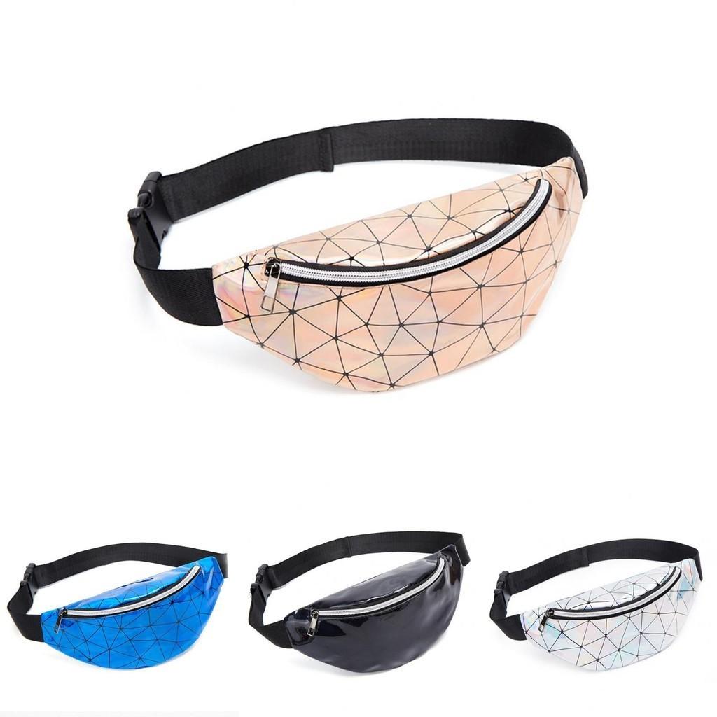 Sleek Geometric Holographic Waist Bags For Women Durable And Stylish Belt Packs