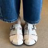Fashion 2025 Summer New Women's Closed Toe Slippers Fashion Round Toe Buckle Flat with Sandals Outdoor Casual Daily Slippers Zapatos