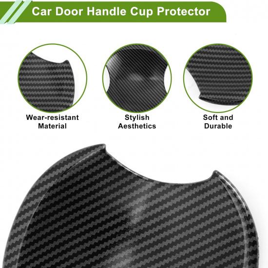 Car Door Handle Cup Protector for Honda Civic 8th 2006-2011 Carbon Fiber Black ABS 4 Pcs