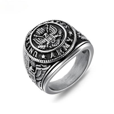 Gejia Street Fashion Personality Hip-hop Punk Style Stainless Steel Badge Eagle Ring Ring for Men