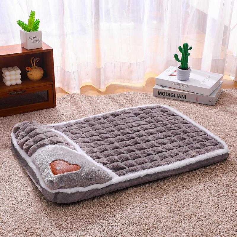 

Plaid Square Dog Bed Mat, Polyester Fiber Filled Detachable Pet Couch for Medium, Small & Large Dogs, Soft Sleep Pad светло-серый