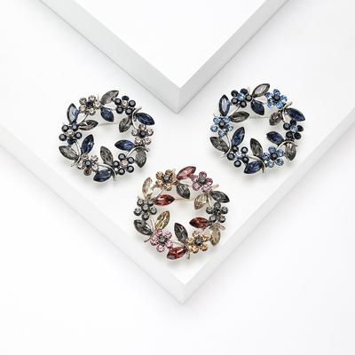 Spilla Corona Cristallo Diamante Cristallo Ramo d'Ulivo Corona da Petto Accessori Abbigliamento