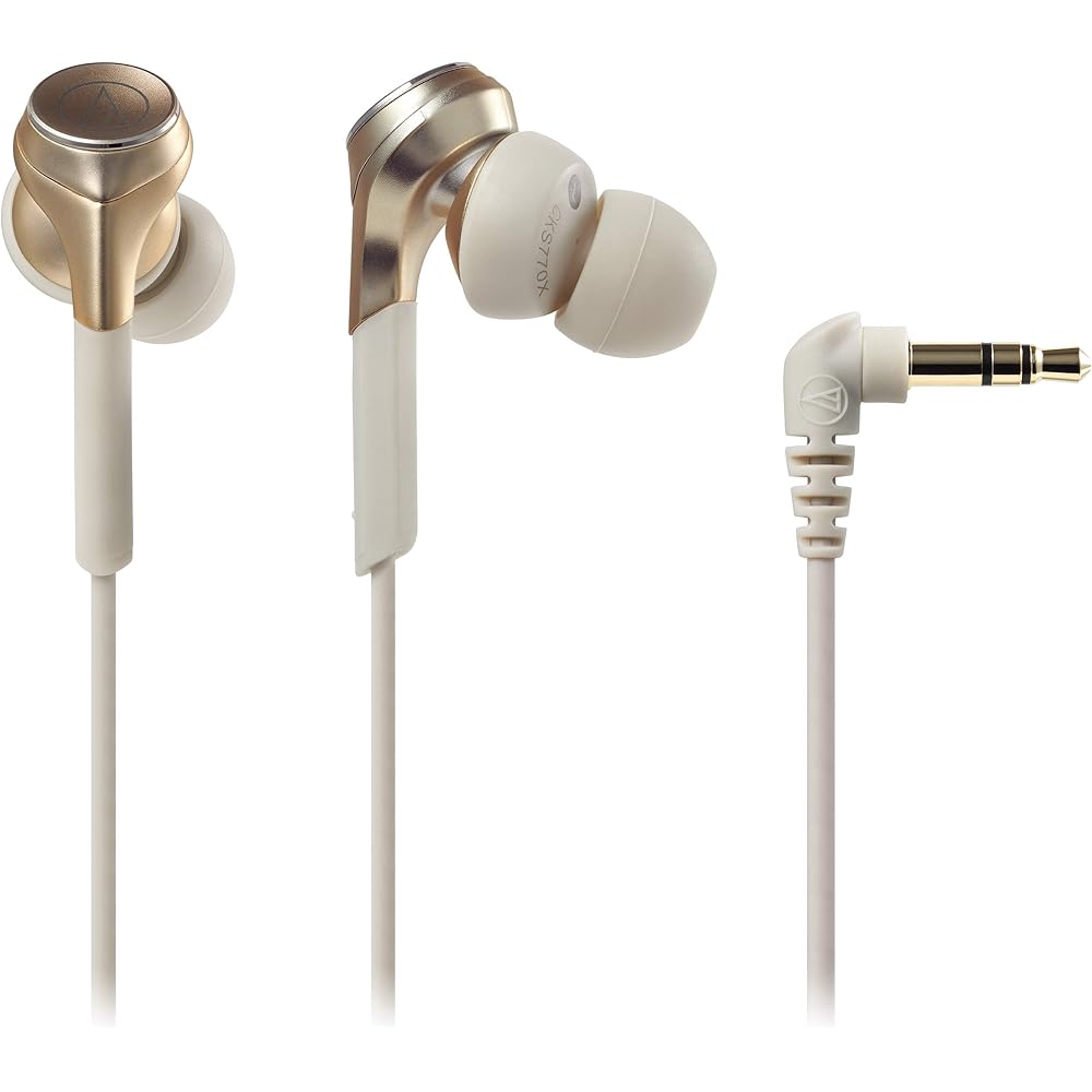Audio-Technica SOLID BASS In-Ear Headphones, Wired, Deep Bass, High-Resolution Audio Compatible, Champagne Gold ATH-CKS770X CG