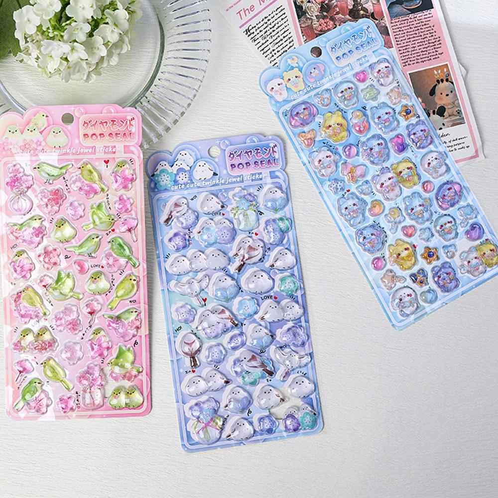 3D Bird Pattern Cute Self-adhesive Stickers Vivid Decorative Decals Waterproof DIY Art Stickers Fashion Decor for Journal Phone