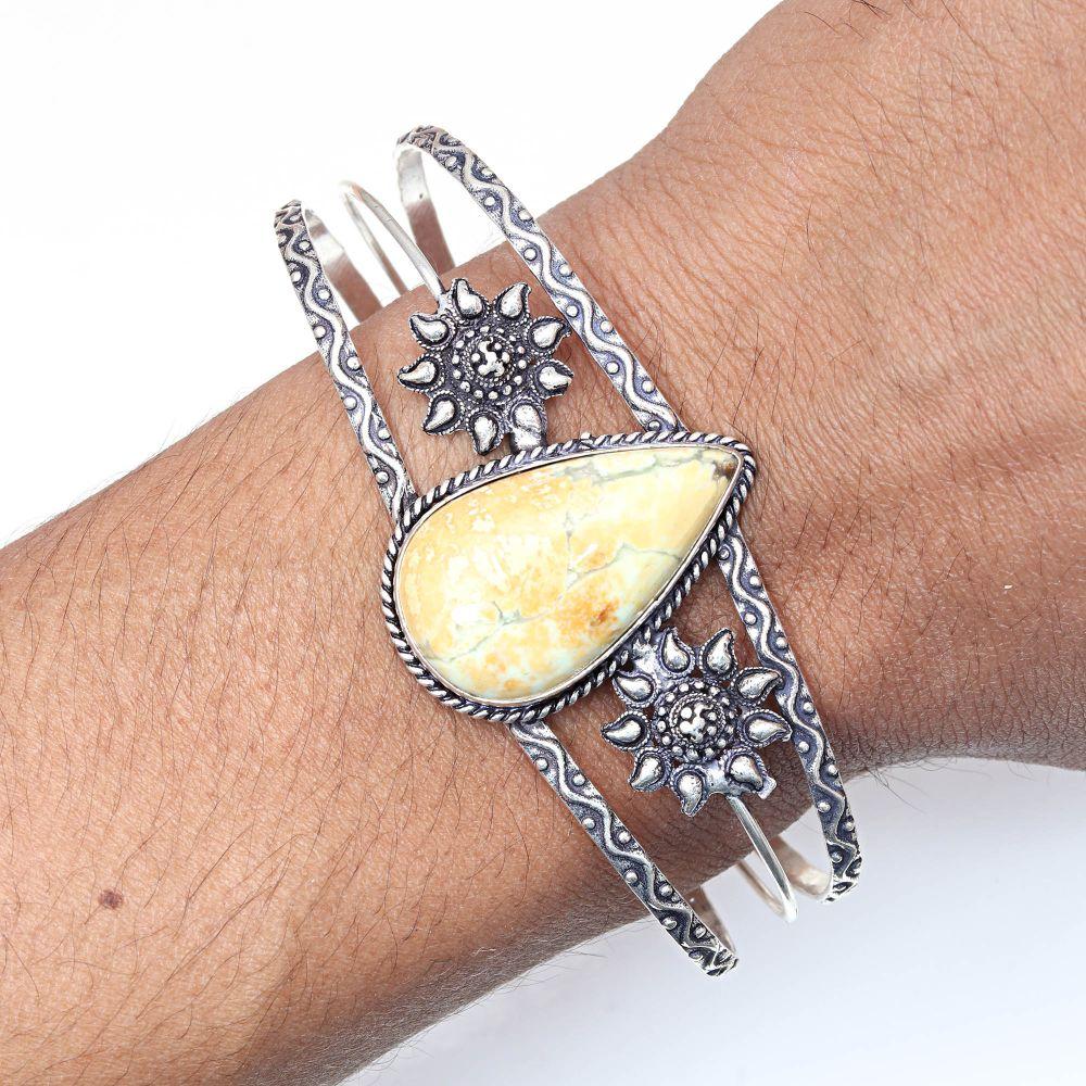 Rainforest Jasper Gemstone Ethnic Jewelry Cuff Bracelets7''Adjustable