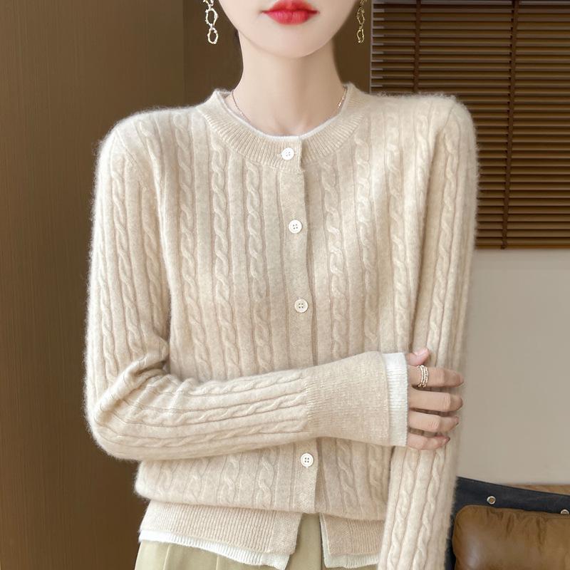 Dámský volný pletený dvoudílný svetr kardigan se sametovým topem