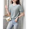 Demanar Women's Striped Short-Sleeve Knit Top