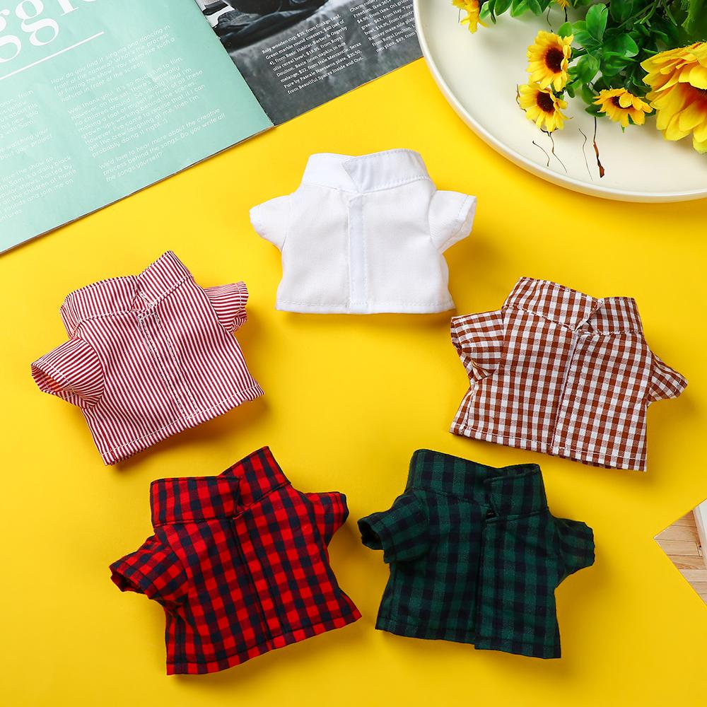 For 20cm Idol Doll Clothes Accessories Striped Short Sleeve Cotton Stuffed Doll Shirt Top Blouse T-shirt Kids Toy Gift