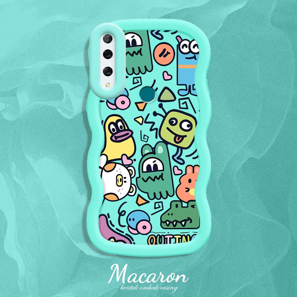 

Окрашенный узор Big Wave Edge Мягкий силиконовый материал Macaron чехол для телефона противоударный защитный резиновый чехол для iPhone Huawei Honor Infinix Tecno Huawei Y7 2019 синий