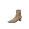2025 autumn new pointed thick heel high heel temperament thin French fashion sexy beauty female Internet celebrity short boots