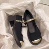 Mary Janes French High Heels Thick Soled Spring Autumn Footwear Round Toe Buckle Strap Ladies Mid Heel Pumps Zapatos De Mujer