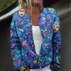 Women's Fashion Printed Long Sleeve Knitted Cardigan Button Down Jacket