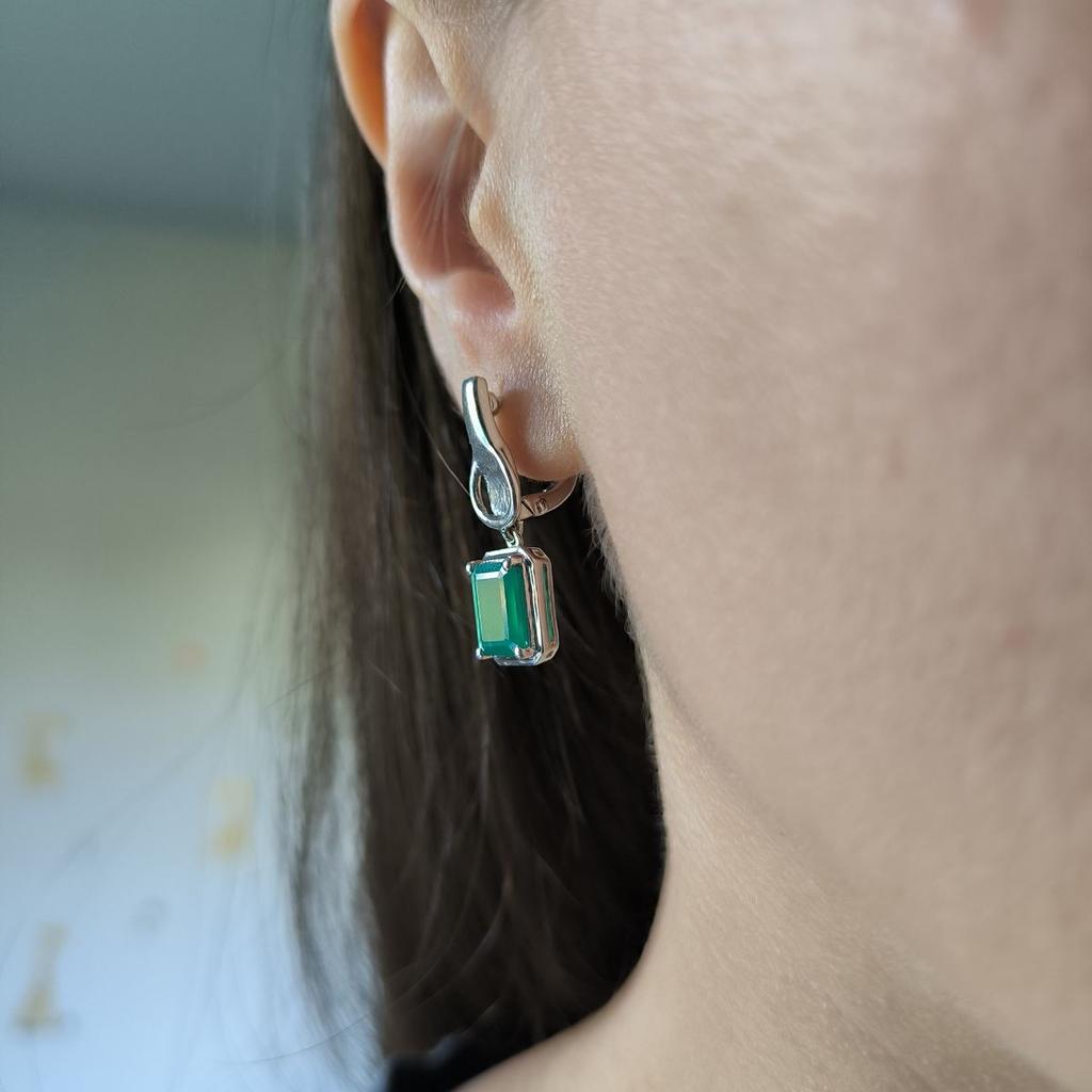 Серебряные серьги с натуральным агатом 3.688ct (2189770)