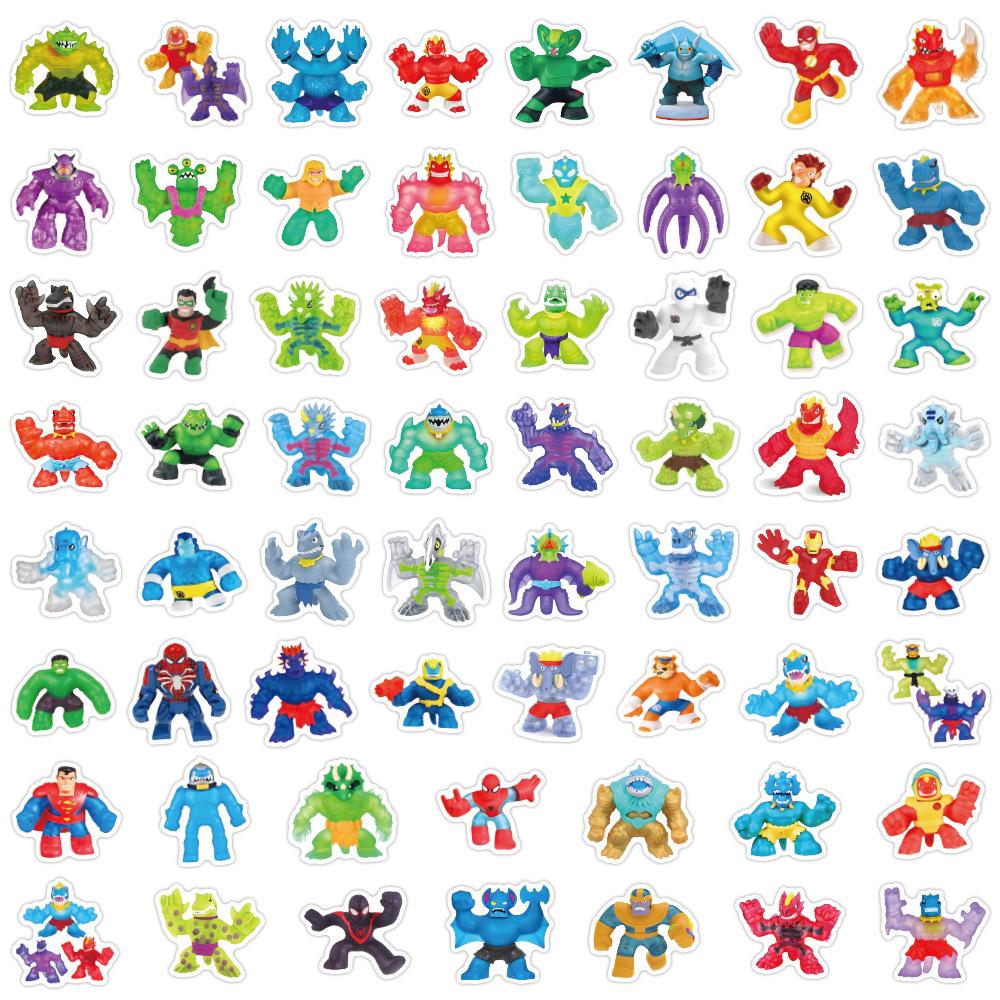 

60 Cartoon Goo Jit Zu Stickers - Waterproof Decorations for Planner, Water Bottle, and Computer