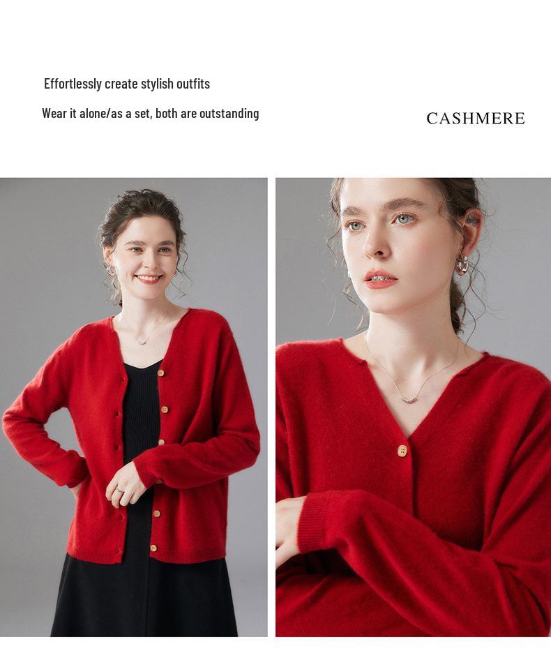 Chic Candy Color Women's Cashmere Cardigan - Slimming Long Sleeve Autumn/Winter Top
