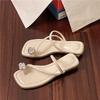 Thick heel high-end rhinestone cool slippers fairy shoes new summer temperament silver toe slippers