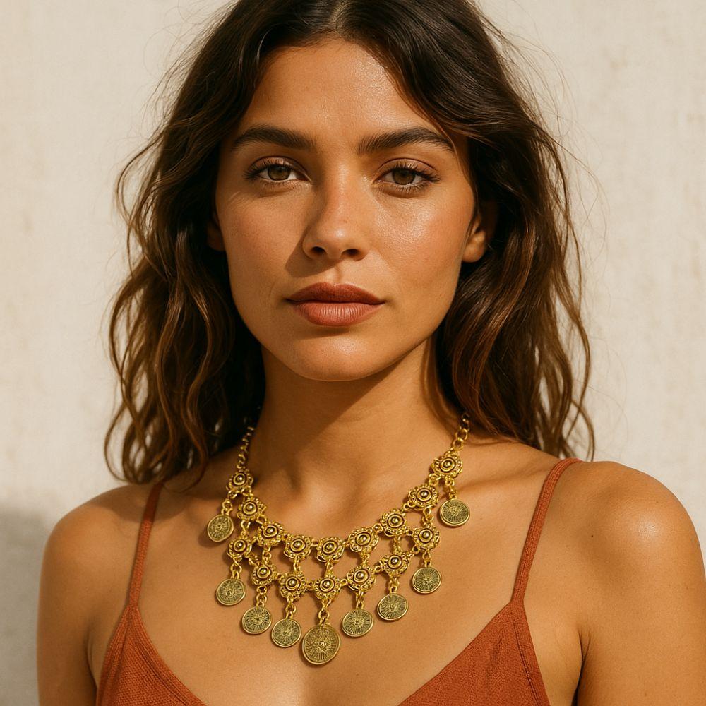 Vintage Tassel Necklace Versatile Ethnic Charms Necklace Multipurpose Statement Necklace  For Women