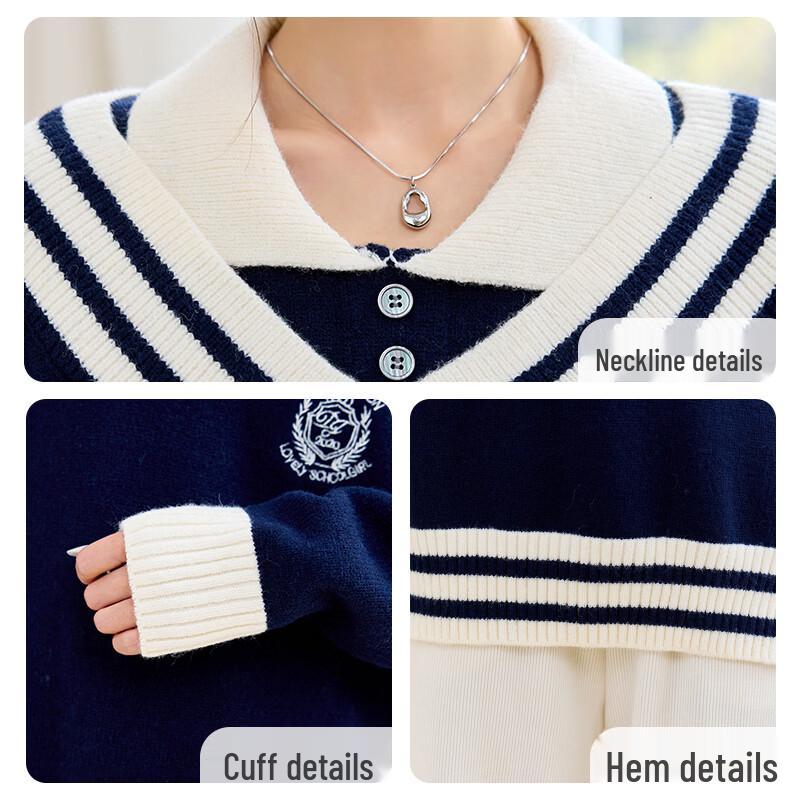 Women's Contrast Two-Piece Look Knitted Pullover