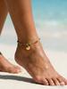 Boho Colorful Beads Shell Conch Pendant Ankle Bracelet Waterproof Stainless Steel Foot Anklet for Women Fashion Jewelry Summer