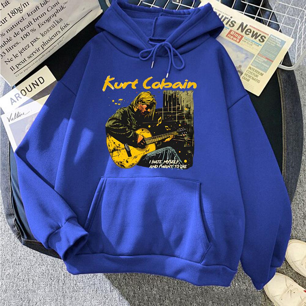 Autumn Kurt Cobain Hip Hop Sweatshirts for Men Popular Characters Long Sleeve Oversized Hoodies All-Match Clothes Grunge Outfits