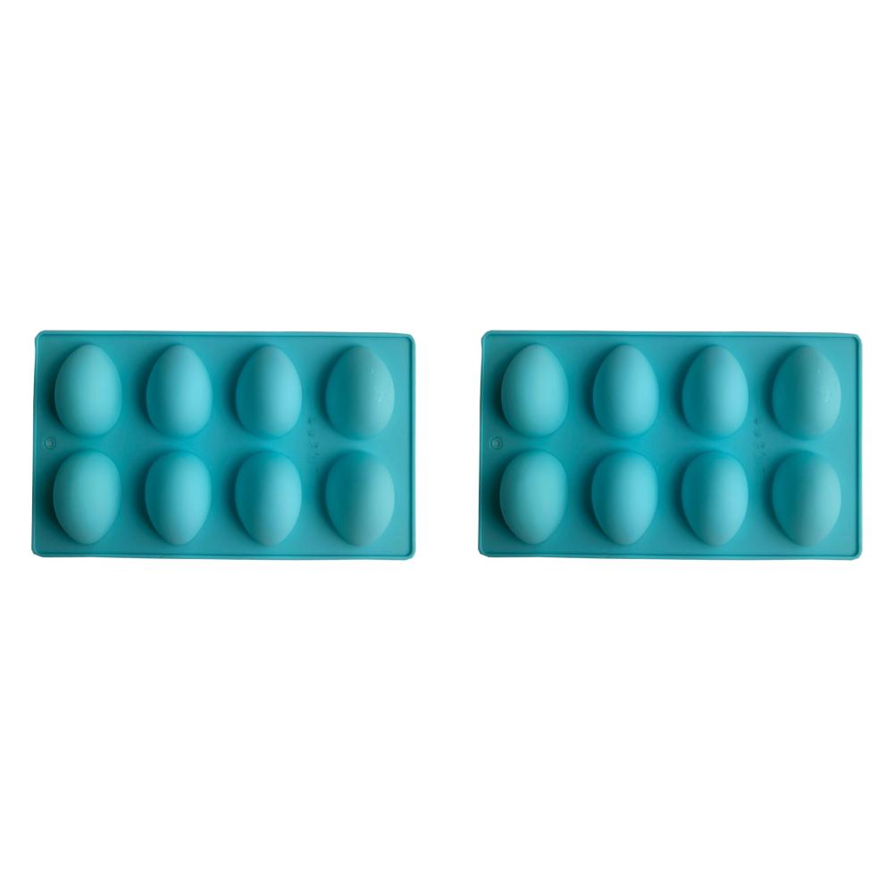 2Pcs Easter Egg Shape Molds 8-Cavi ty Silicone Egg Pan Baking for Easter Cake Decorating Chocolate Candy Dessert Decorating Tool