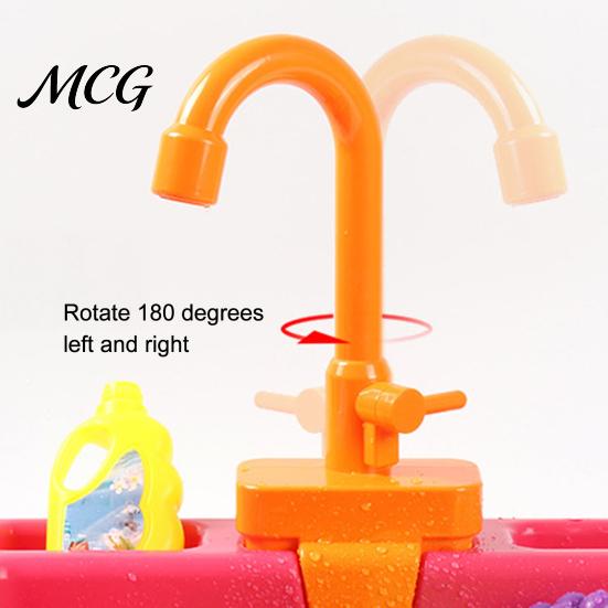 Electric Water Circulation Faucet Pretend Play Sink Toy Replacement, Realistic Running for Kids Kitchen, Dishwasher Safe Role Imaginative Accessory