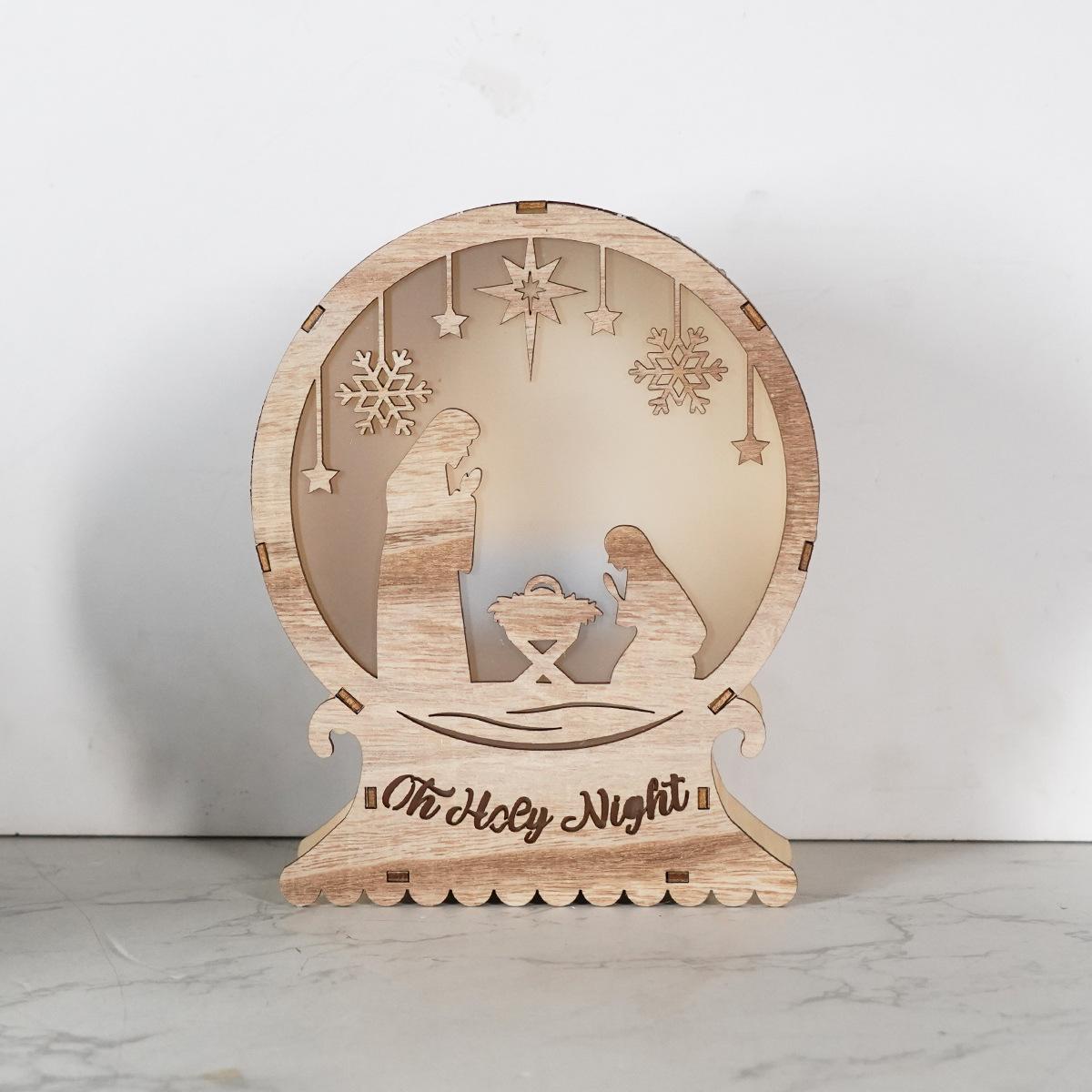 

Oh Holy Night Christmas Jesus Birth Wooden Ornaments Led Luminous Bedroom Decoration Christmas Decorations Souvenirs Home Decor