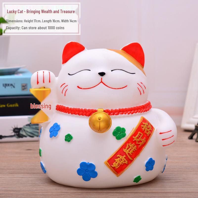 Large Maneki-neko Piggy Bank - Durable Coin Savings Jar for Adults and Kids