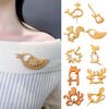 Wooden Animal Brooch Cute Dog Cat Sweater Pin Handcrafted Bird Rabbit Bear Turtle Scarf Brooch Pin for Sweaters Scarves Shawls
