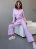 Autumn New European and American Women's Clothing Casual Loose Homewear Women's Striped Shirt Wide-leg Trousers Two-piece Set