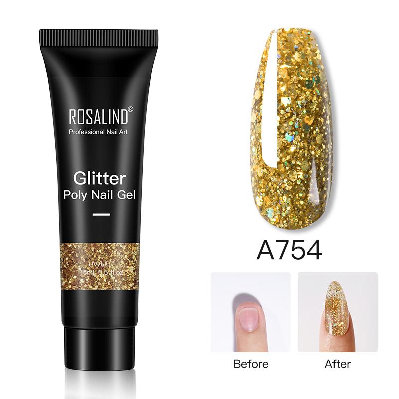 ROSALIND 15ml Γυαλιστερό Poly Nail Gel 6 χρωμάτων Quick Builder Extension UV λάμπα