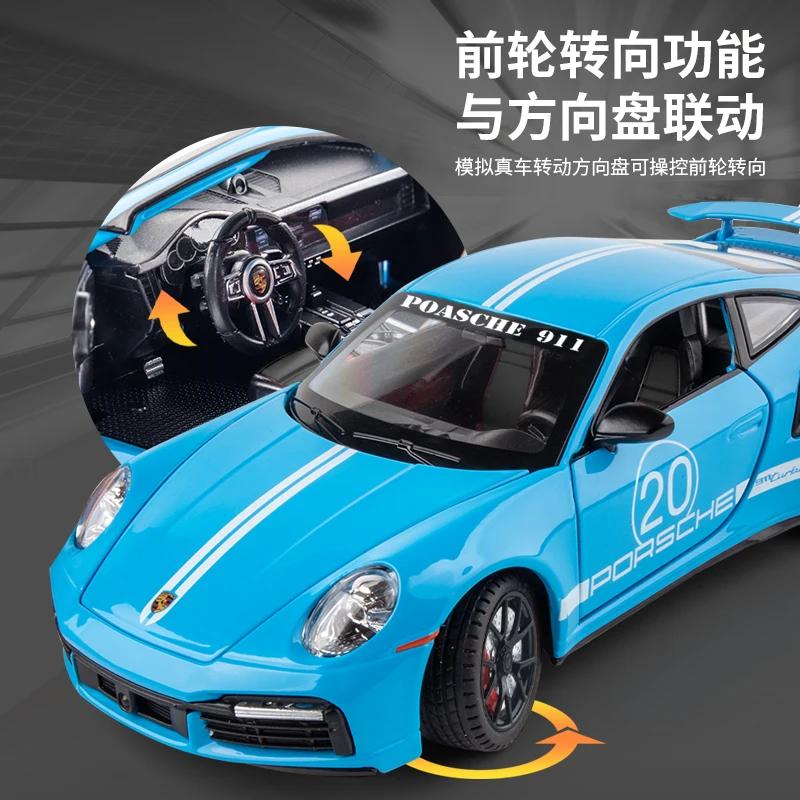 1:24 Porsches 911 TURBO S TARGA Modèle de Voiture de Sport en Alliage Diecasts Simulation Modèle de Voiture Jouet en Métal Son Lumière Collection Cadeau pour Enfants