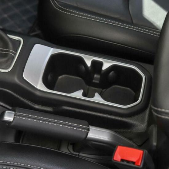 For   Jeep Gladiator JT ABS Silver Car Water Cup Holder Panel Cover Trim