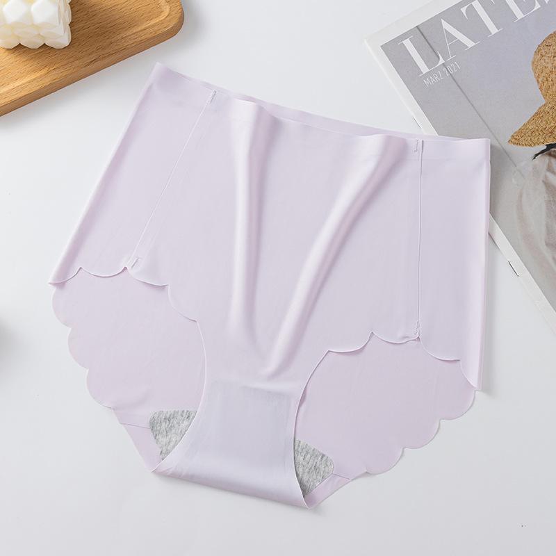 Plus Size Women s Summer Thin Ice Silk Non Mark High Waist Pure Cotton Antibacterial Crotch Briefs M