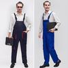 Work Bib Overalls Adjustable Shoulder Straps Pockets Jumpsuit Wide Leg Solid Color Coverall Multi-Pocket