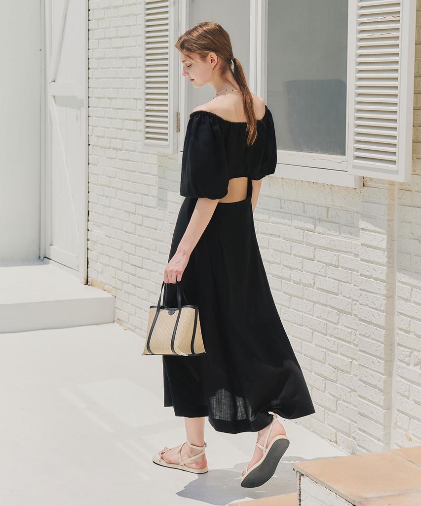 ZEROSTREET Back Slit Puff Dress / Black