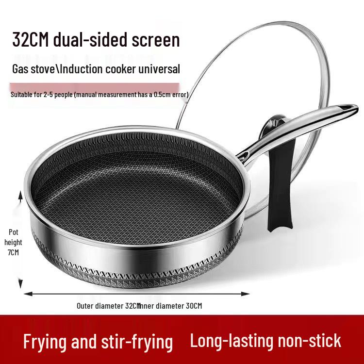 Honeycomb 316 Stainless Steel Non-Stick Frying Pan for Steaks and Pancakes