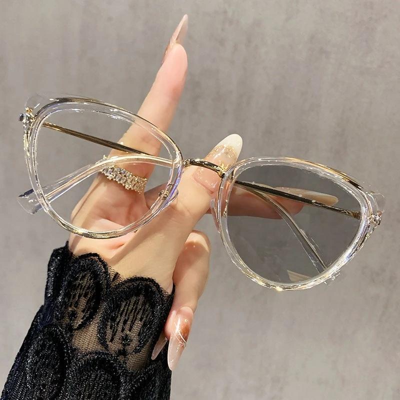 Ochelari pentru Miopie cu Schimbare de Culoare, Ochelari Fotocromici Retro la Modă Ochi de Pisică, Protecție Ochi Blocare Lumină Albastră, Dioptrie Până la -4.0