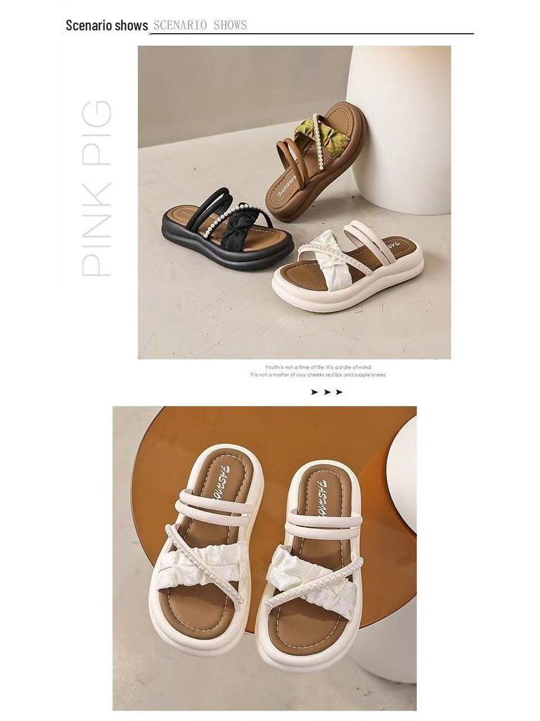 Dámské letní římské sandály 2025: Protiskluzové pantofle se silnou podrážkou a měkkou podrážkou, chladivé nošení dvěma způsoby