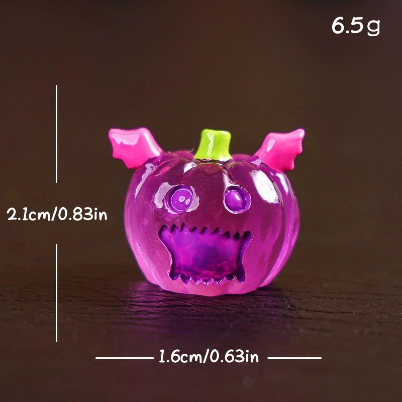 8 Stück Leuchtende Halloween Mikrolandschaft Miniaturfigur Harzhandwerk Mini Feengarten Ornament Kürbis Geist Dekoration