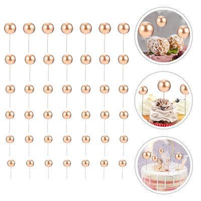 Cake Inserts Topper Balls Gold Foams Dessert Cupcake Picks Decoration Mini Balloon Shape for Birthday Party