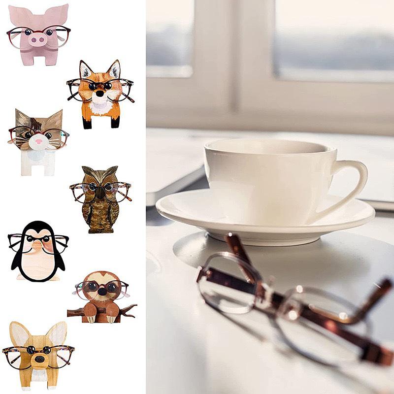 Wooden Animal Glasses Holder Display Stand for Office or Living Room Decor