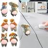 3D Shiba Inu Dog Belly Sticker - Cute Puppy Wearing Orange Outfit With Soft Pink Background Silicone Self-Adhesive