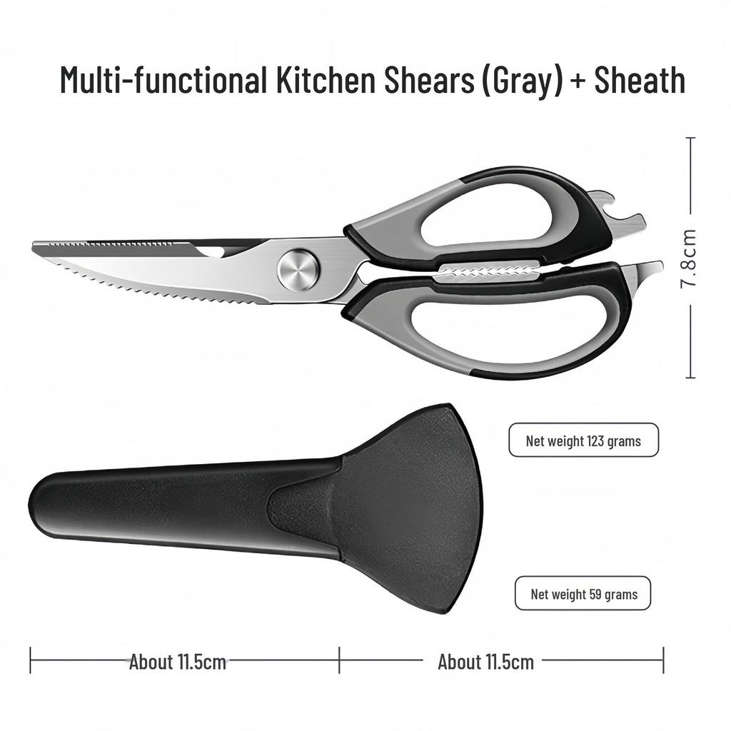 Multi-Functional Detachable Stainless Steel Kitchen Scissors for Cutting Bones & Fish