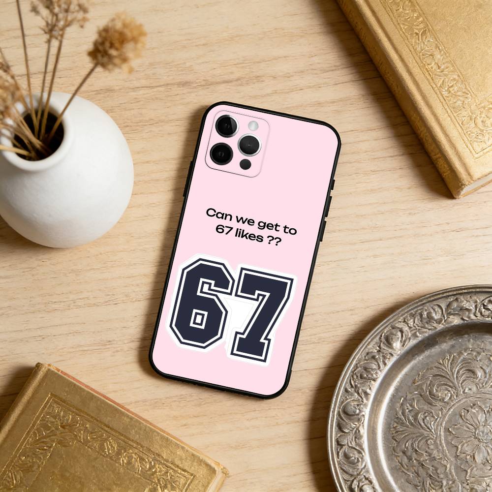 Six Seven-67   Soft Silicone Black Cover,Phone Case For iPhone 17,16,15,14,13,12,11 Plus,Pro Max,XS