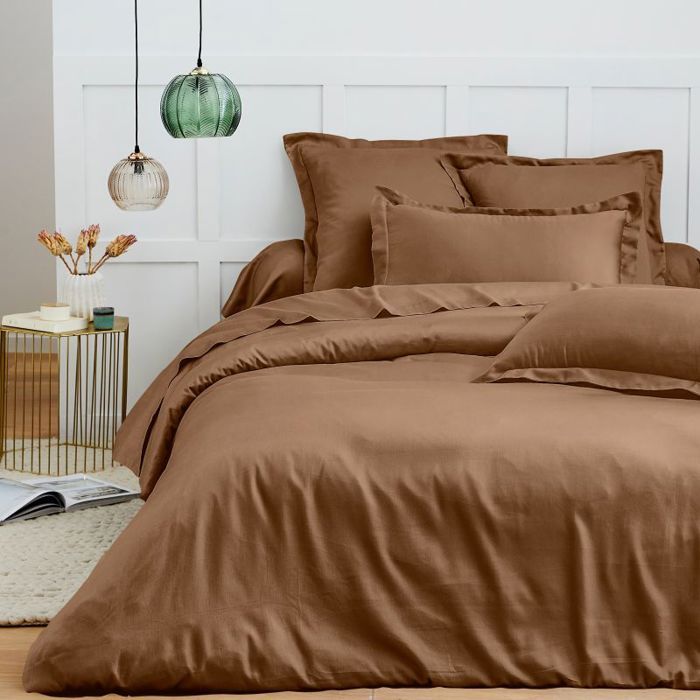 Parure de draps 6 pièces "Premium" pour lit 140 x 190 cm Coton Pur - Prémium Taupe -