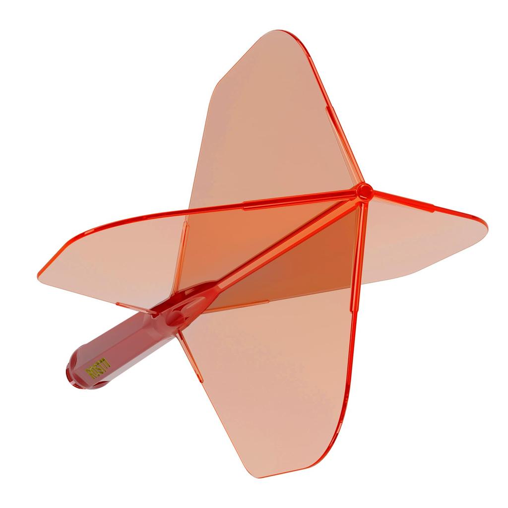 CUESOUL ROST 77 Transparent Set of Clear Red Flights with Yellow Large Size One-Piece Flights, Standard, 3, Logo, (CS-77-XB4T-L)