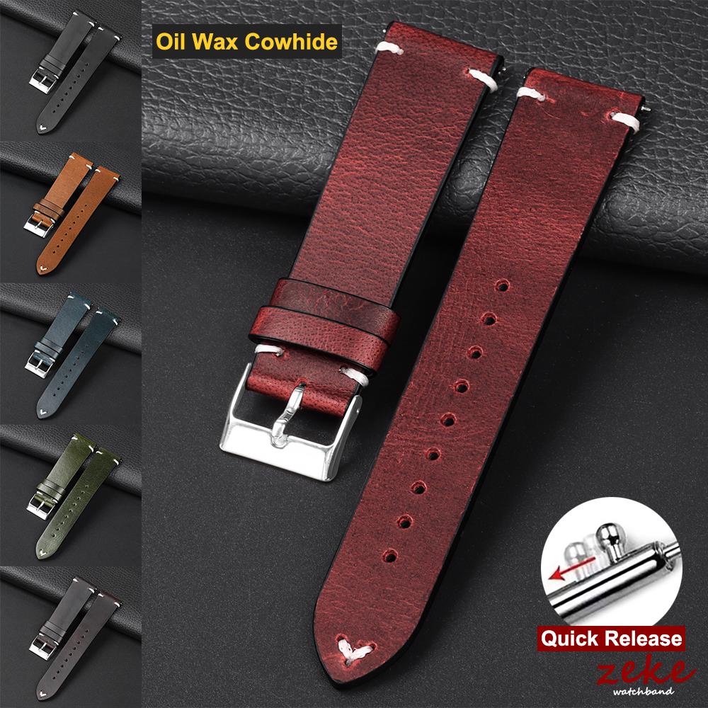 Quick Release 18mm 20mm 22mm Bracelet for Seiko Vintage Oil Wax Leather Watch Band Stitching Cowhide Strap for Omega Watchband